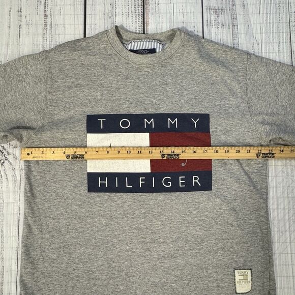 Vintage 90s Tommy Hilfiger Big Flag Sweatshirt Gray Men’s M Made in USA - Picture 5 of 10